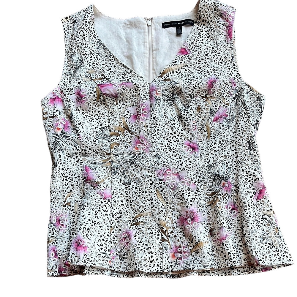 NWOT White House Black Market Pink Fitted Peplum Blouse - Size 8